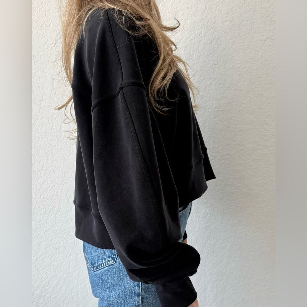 Lululemon Soft Ambitions Black Cropped Crewneck Sweater - Size XL/L - Picture 4 of 7